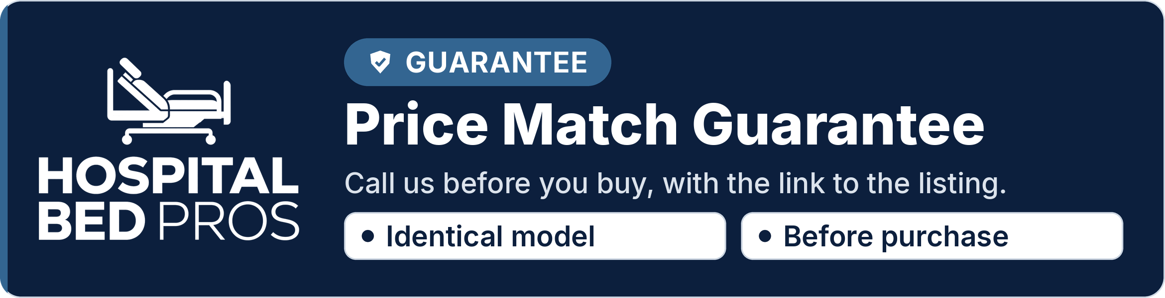 Hospital Bed Pros. Guarantee. Price Match Guarantee. Call us before you buy, with the link to the listing. Identical model. Before purchase.